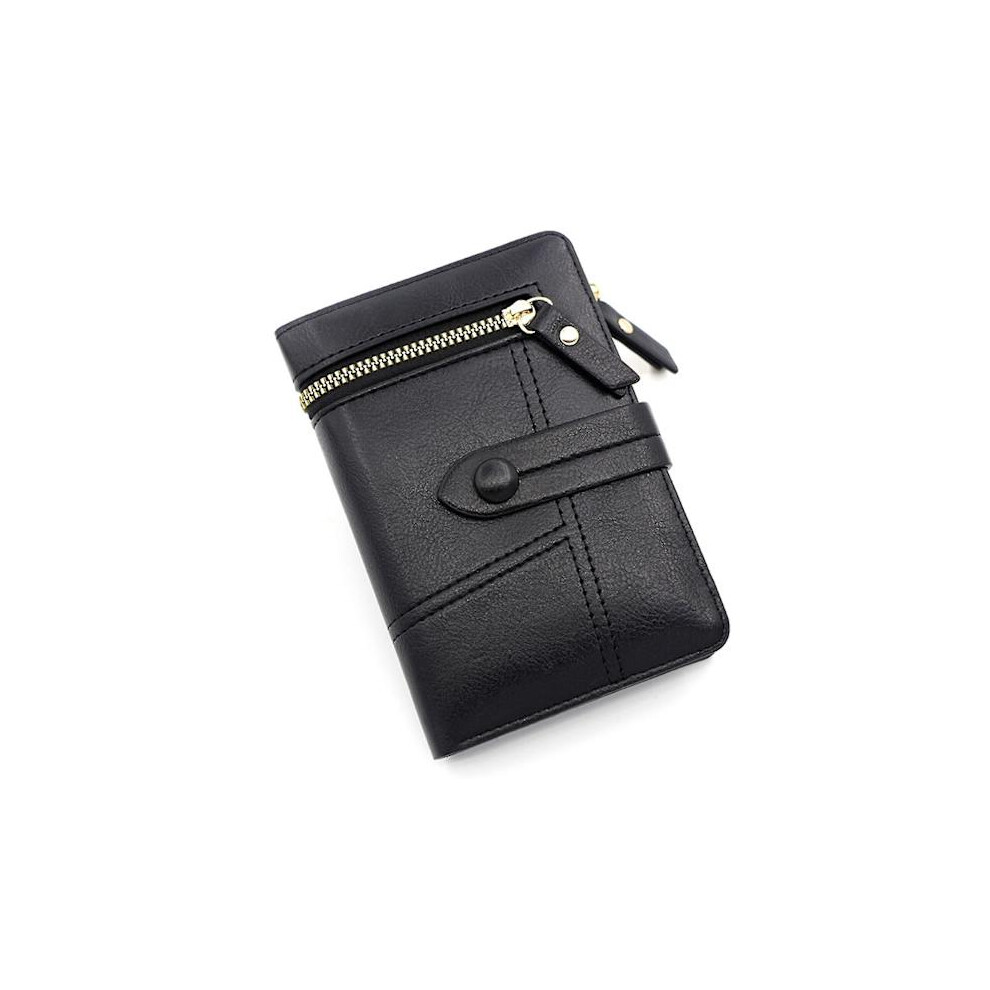 Wallet Women Pu Leather Tri-Fold Wallet Slim Card Holder Small Money Bag For Business Travel Office Outdoor (Black) Black 9395123992600