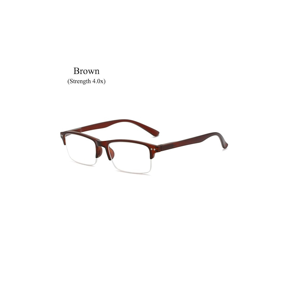 Anti-blue light reading glasses blue light blocking computer Brown Strength 4.0x-Strength 4.0x