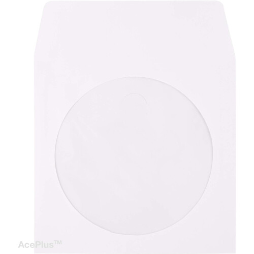 1.000 λευκές χάρτινες θήκες CD/DVD με διαφανές παράθυρο και πτερύγιο, ανθεκτικό βάρος 1
