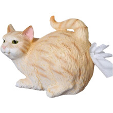 Tissuehouder met kattenkontdesign, tissuehouder van hars, geschikt voor badkamermeubel en aanrecht, 9,06 x 6,89 x 5,31 inch