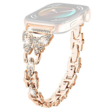 Armband kompatibel mit Huawei Watch Fit3 mit Strassverzierungen, Schmetterlingsdesign, Edelstahl, mehrfarbig, Stil C