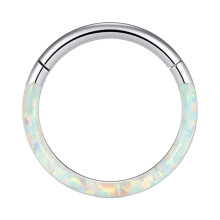 18G/16G L-formade näsringar, opal septumringar, gångjärnsförsedd segmentring i rostfritt stål, kompatibel med brosk-, tragus- och