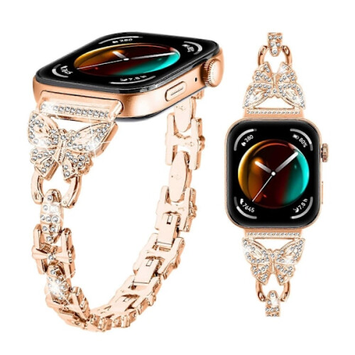 Βραχιόλι για συμβατό με το Huawei Watch Fit3 με διακόσμηση από στρας, σχέδιο πεταλούδας, 2