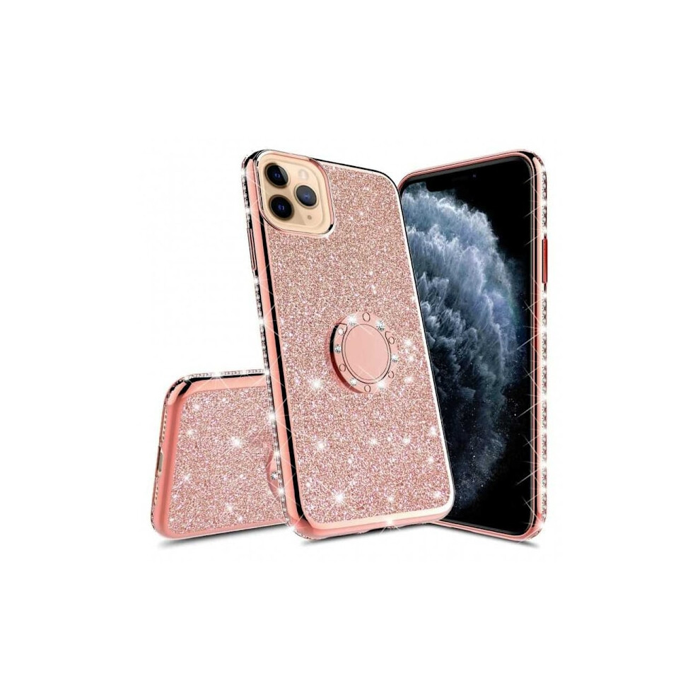 Compatible With Iphone 13 Pro Max Shockproof Case With Ring Holder Rhinestone Black 9395123215969
