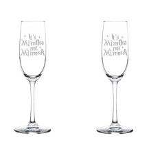 Set mit 2 Champagnerflöten aus Glas, Sektgläser, Geschenkidee: Es heißt MimOsa, nicht MimosA (8oz Stiel)