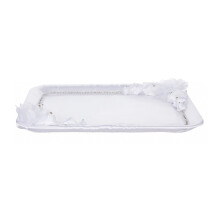 Bandejas de plástico Vigorbear para servir, con diseño de rosa 3D brillante y forma rectangular, ideales para fiestas y bodas.