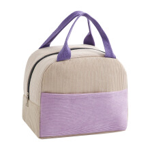 Bolsa térmica de veludo cotelê, bolsa de almoço portátil impermeável com bolsa de gelo, bolsa térmica grossa combinando com a cor do produto,