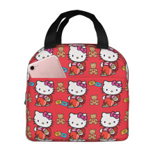Lancheira térmica portátil Hello Kitty em alumínio, impermeável e resistente, ideal para escritório, piquenique, praia e viagens.