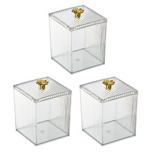 Scatole per cotton fioc cosmetici Hesroicy con coperchio antipolvere - Alta capacità - Dispenser da tavolo per cotton fioc - Set da 3