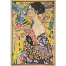 Ungerahmter Leinwanddruck: Dame mit Fächer von Gustav Klimt – 61 x 91 cm, Natur, passend für Wohnzimmer, Schlafzimmer und Büro