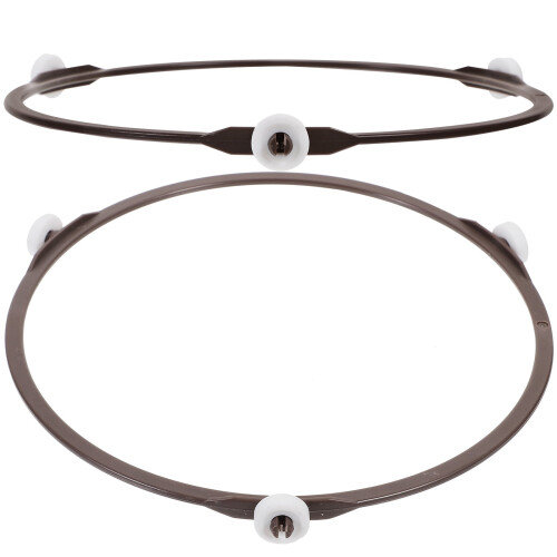 Suporte giratório para prato de vidro de micro-ondas com roda de fixação e acessórios.