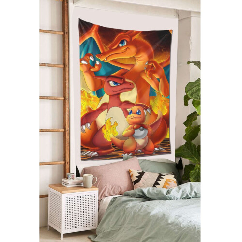 Charmander Tapestry Μεγάλο Banner Κρεμαστό Τοίχο Ταπισερί Αισθητική Αφίσα Καλλιτεχνικό 2