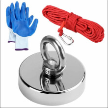 Neodymium magnet/fishing magnet 150 kg with 10 meters of rope and protective gloves