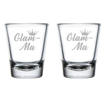 Set of 2 Shot Glasses 1.75oz Shot Glass Glam-Ma Mom Mother Grandmother Grandma