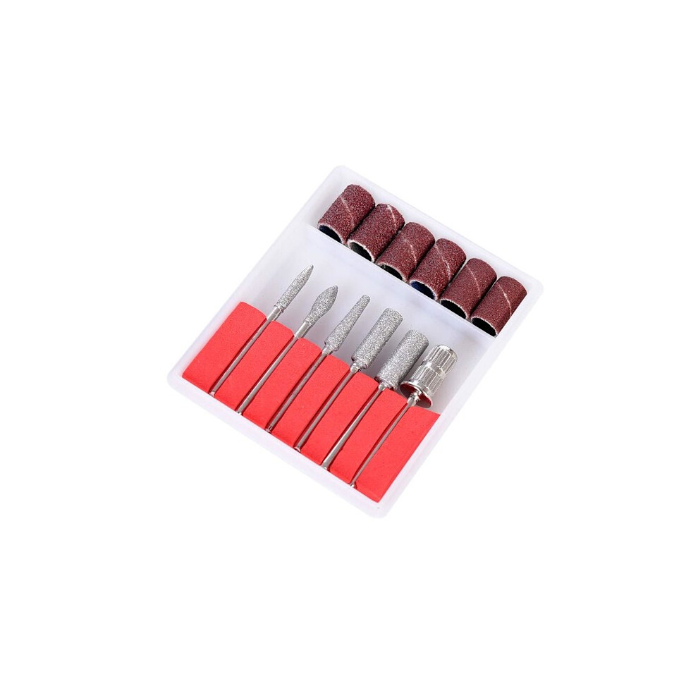6 drill bits - Bits for electric file - Sanding band Silver