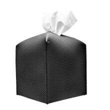 Moderne tissueboxhoes van PU-leer, vierkante tissuehouder, stijlvolle opbergdoos voor servetten en tissues, zwart