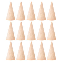 Guangmc15Pcs Porte-bagues conique en bois Organisateur de bijoux