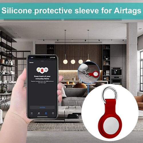 3-Pack Airtag Case - 4Colors with Keychain Red 2
