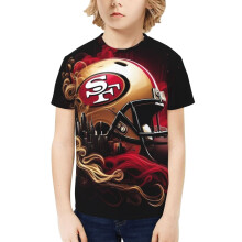 SF_49ers Drenge- og pigetrøje med korte ærmer til ungdomssportsfodboldhold til baseballfans. Gaver.