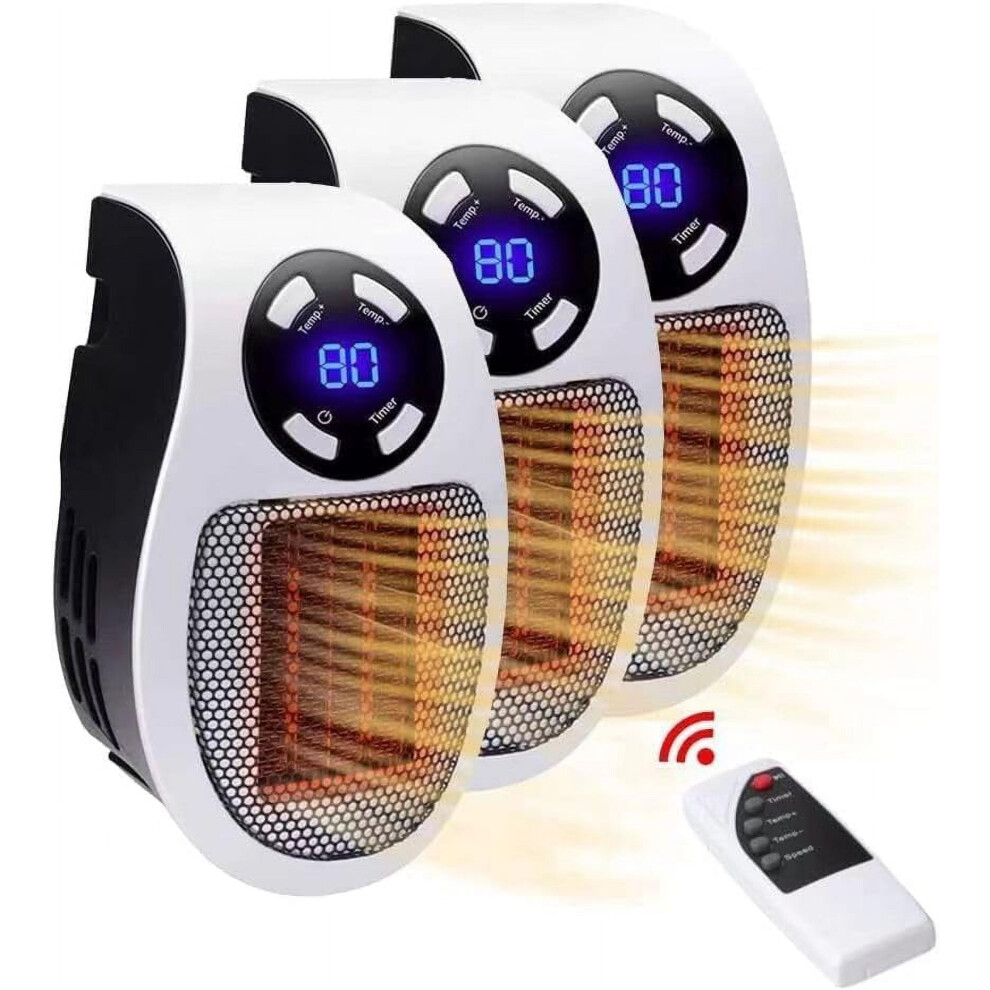 Alpha Heater - 2024 Upgrade 500W Smart Electric Fan Heater, Low Noise Portable Space Heater With Adjustable Thermostat, Timer & Led Display 9395123543413