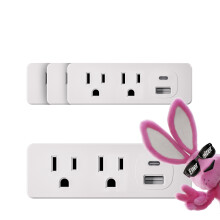 Energizer 4-Pack 4-App Snellaadwandverlenger met 2 AC-stopcontacten, Type-C- en USB-A-poorten, geaarde stekkerdoos