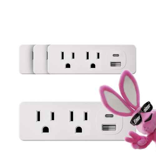 Επέκταση πρίζας τοίχου γρήγορης φόρτισης Energizer4 συσκευών με 2 πρίζες AC, θύρες Type C