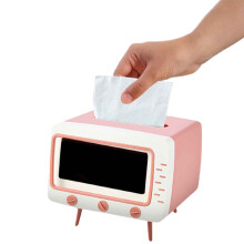 YiFudd tissueboxhoes met telefoonhouder voor keuken, slaapkamer, kantoor, woonkamer, badkamer (19,4 * 14,6 * 16,0 cm)