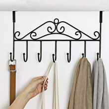 Crochet de porte NOGIS - 7 crochets pour salle de bain, serviettes, vêtements, chapeau, ceinture - Compatible avec les portes standard, noir