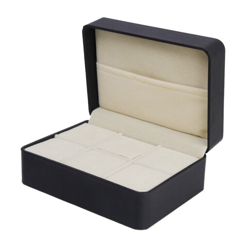 Eease 6-Compartment Cufflink Necktie Tie Clip Bar Storage Display Case Box (Black) 1