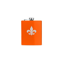 Orange 7oz Stainless Steel Hip Flask FS77 Fleur De Lis