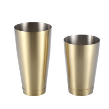 Stainless Steel Cocktail Shaker, Cocktail Mixer Cup, Boston Shaker Set compatible with Home Barman Use (Titanium Gold)