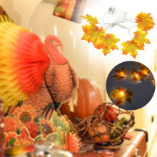 Sommertilbud 2024! TUOBARR Thanksgiving-blader lønnebladlyslenke hagefestrom innredning dekorative lys 20 lys
