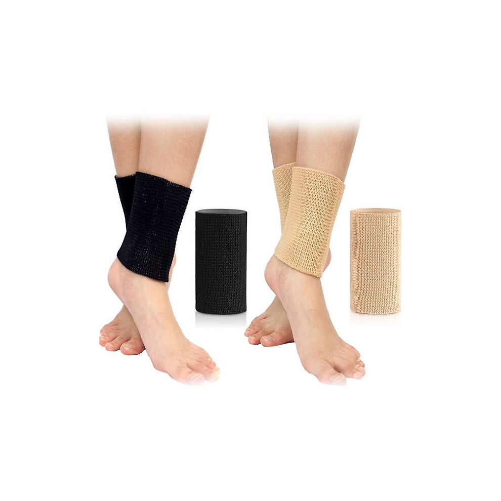 Beige Skating Spirit Ankle Gel Sleeves (1 Pair) - Compatible With Hard Boots For Figure, Ice, Roller, Inline Skating, Hockey & Skiing.