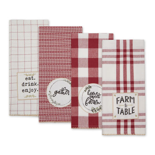 Barn Red Farm To Table Διακοσμημένη Πετσέτα Πιάτων (Σετ 4 τεμαχίων) 2