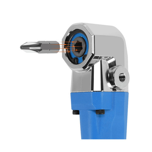 90 Right Angle Extension Driver Drilling Angle Adapter Screwdriver Hex Wrench Drill Bit Socket Holder -Blue 2