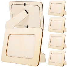 DIY Handmade Photo Frame 6 Inches (6 Pieces) Pcs Unfinished Wooden Picture Arts Crafts for Kids Manual Home Forniture Decor