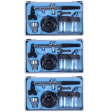 Kit de aerógrafo de dupla ação com alimentação por sifão 3X de 0,35 mm com traqueia completa e visor duplo.