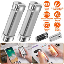 2 calentadores de manos magnéticos divididos de 10000 mAh, calefactor eléctrico portátil de bolsillo 2 en 1 con función de batería externa.