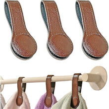 Lot de 3 pinces à serviettes magnétiques en cuir, crochets pour serviettes de bain avec aimants pour barres à serviettes et étagères,