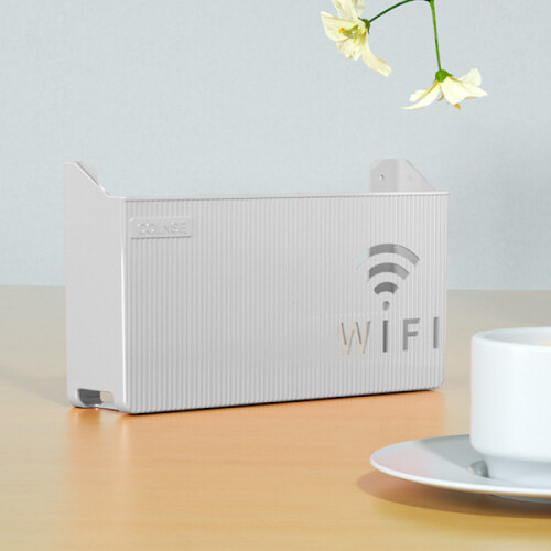 Ασύρματο Wifi Router Ράφι Αποθήκευσης Επιτοίχιο ABS Organizer Γκρι