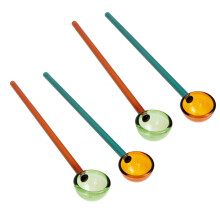 Cuchara de postre colorida para remover, cucharas de vidrio de colores para café, azúcar y cócteles, 4 piezas.