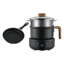 Electric Cooker 2 in 1 Nonstick Fryer Pot with Steamer for Hot Pot, Soup and Fast Even Heating