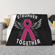 Couverture polaire « Plus fortes ensemble » avec ruban rose contre le cancer du sein, douce et confortable, idéale pour décorer votre