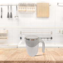 Nhthy Auto Stir Coffee Cup, Stainless Steel Electric Mixing Tumbler, Smart Mug for Hot Drinks, Compatible with Office Home Use. White