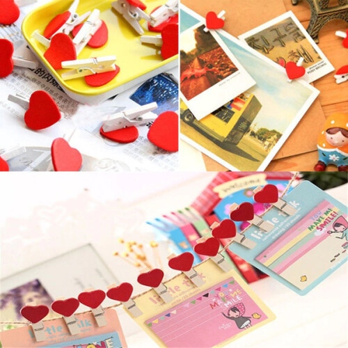 40 pcs/pack small clothespins with heart 25 mm 1