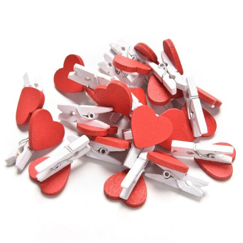 40 pcs/pack small clothespins with heart 25 mm 2