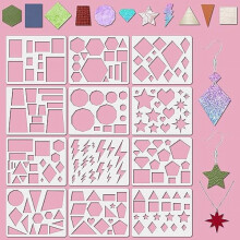 12 Styles Reusable Leather Earrings Making Templates, Geometric Shapes Painting Stencil for DIY Jewelry Crafting, 7.9x9.8 Inch