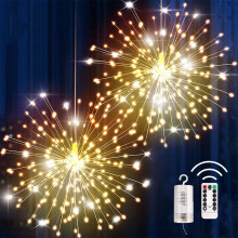 1 Pack 180 LED Firework Lights, 8 Modes, Battery Operated with Remote, Warm White, Compatible with Christmas & Wedding Decor
