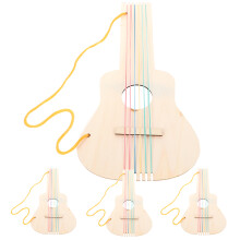 4 Sets Unfinished Wooden Guitar DIY Making Wood Guitar Blank Unpainted Wooden Guitar for Children