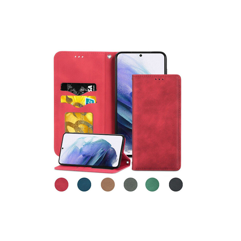 Compatible With Samsung Galaxy S21 Plus - Stylish Smooth Wallet Case Red 9110895195932